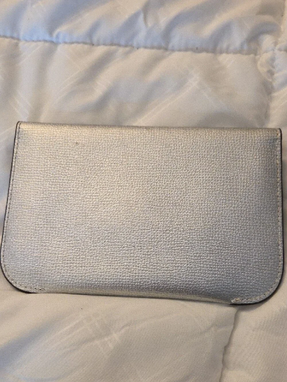 kate spade Silver Metallic Leather Flap Clutch